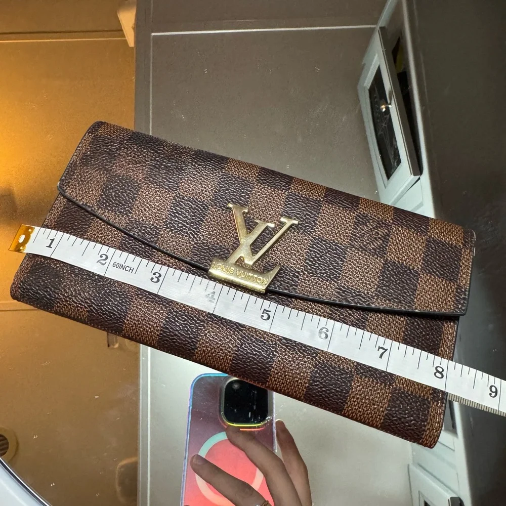 Louis Vuitton Brown Damier Ebène Long Wallet with Gold LV Hardware
